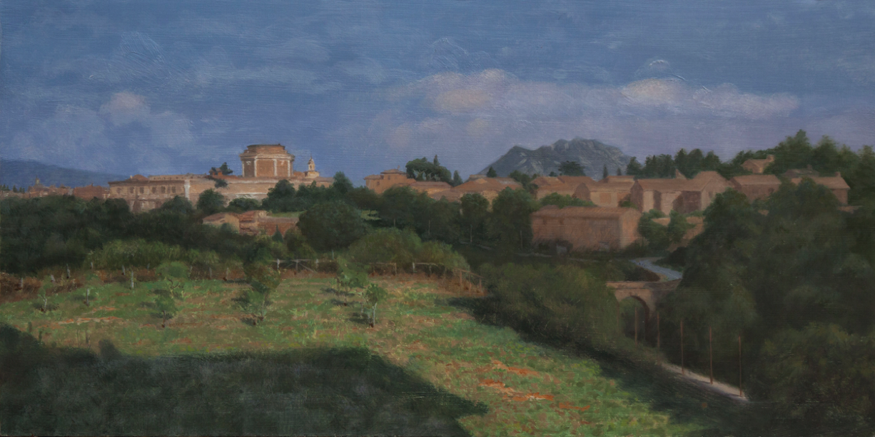 plein air landscape painting Civita Castellana Italy by Irish artist Fergus A Ryan