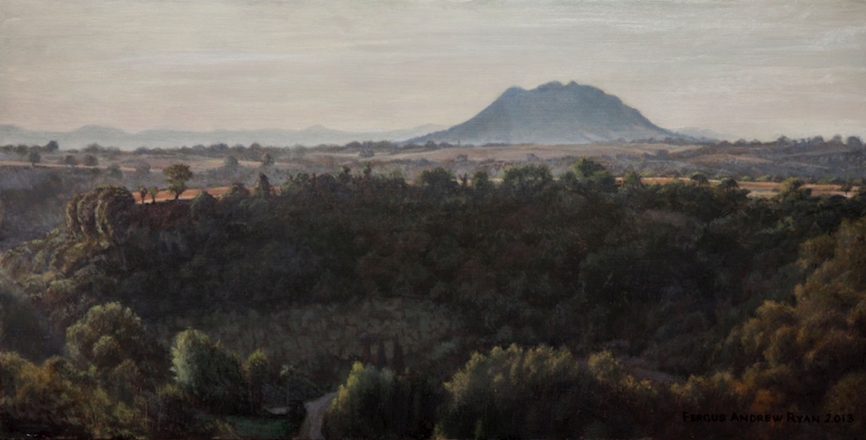 Italian landscape painting of Monte Sorrate from Civita Castellana by Fergus A Ryan