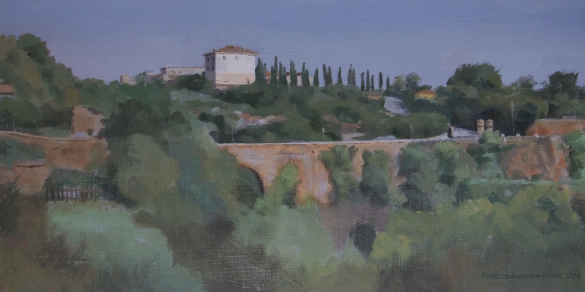 plein air Italian landscape painting in Civita Castellana by Irish artist Fergus A Ryan